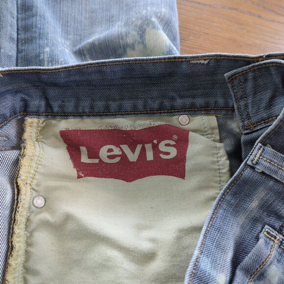 Levi's Men's bleach splashed cut off‎ raw hem Denim 514 Shorts size 33 - Picture 10 of 14